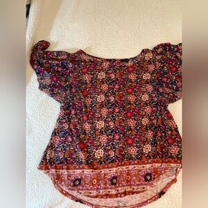 Lucky Brand Floral Blouse - Pink and Orange 2x